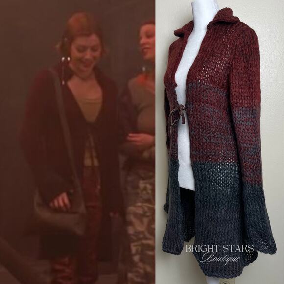 Rare Vintage Knit Ombre Duster Cardi ASO Willow Rosenberg BtVS Red Black - Picture 4 of 11